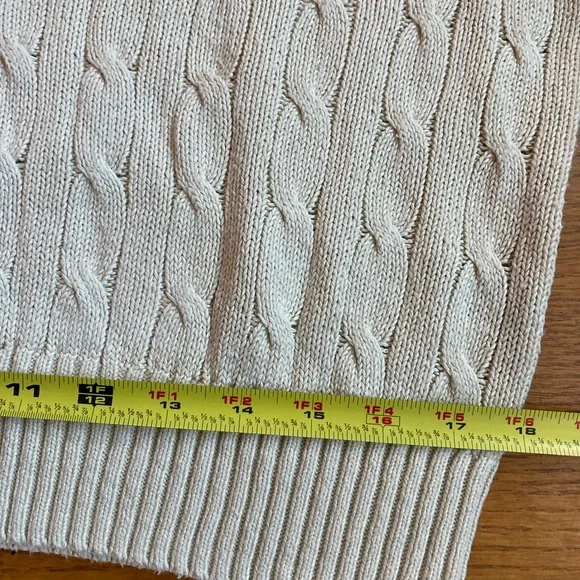 Polo by Ralph Lauren Men Cable Knit Sweater L 100% Tussah Silk V-Neck Pony Logo - Picture 6 of 11